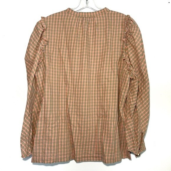 J. Crew Field Check Plaid Puff Sleeve Flannel Top - XL - Picture 3 of 12